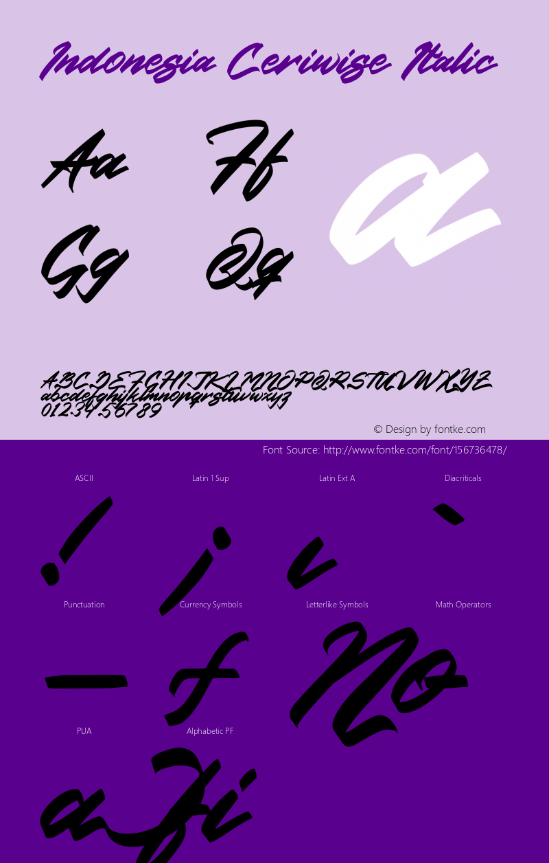 Indonesia Ceriwise Italic Version 1.00;April 1, 2021;FontCreator 13.0.0.2683 64-bit图片样张