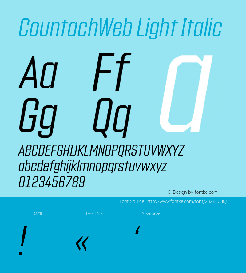 CountachWeb Light Italic Version 1.002;PS 1.2;hotconv 1.0.72;makeotf.lib2.5.5900; ttfautohint (v1.3.34-f4db)图片样张