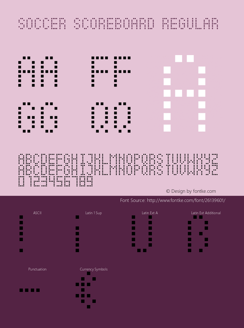 Soccer Scoreboard Version 1.00;June 15, 2018;FontCreator 11.5.0.2422 64-bit图片样张