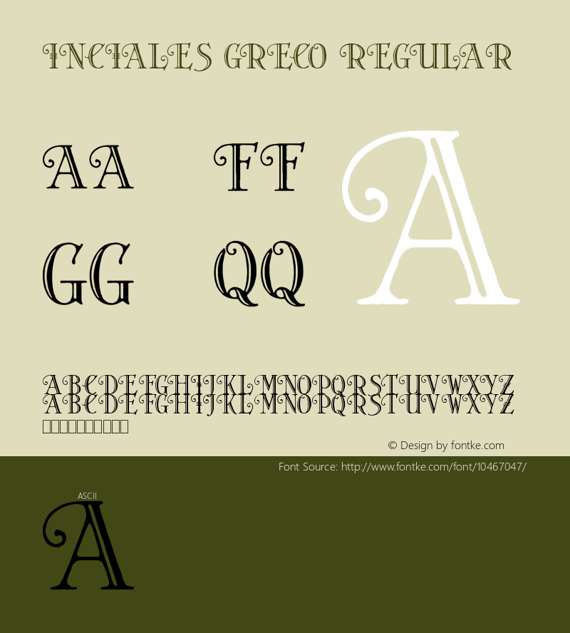 Inciales Greco Regular Version 1.00 September 21, 2010, initial release图片样张