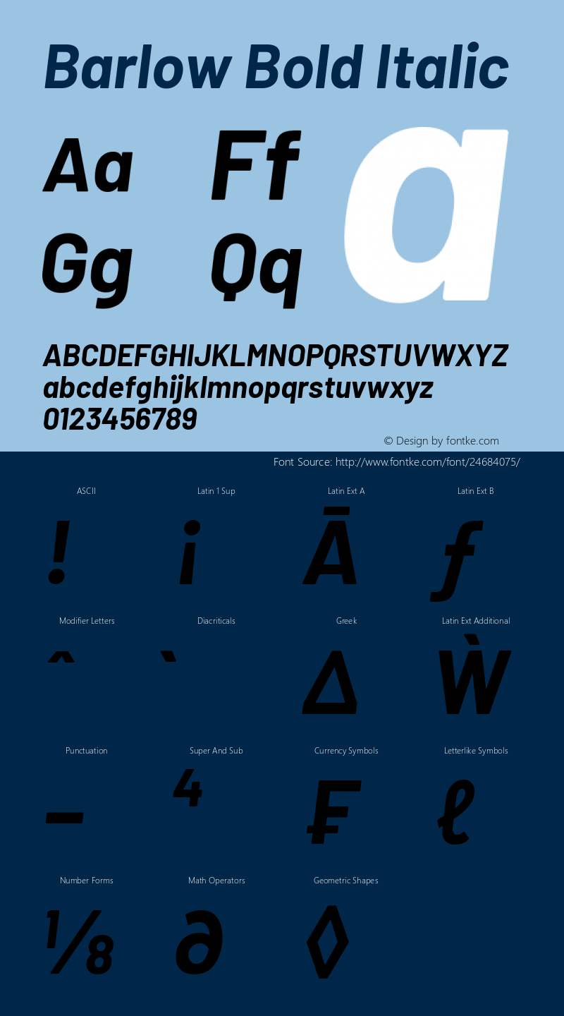 Barlow Bold Italic Version 1.204图片样张