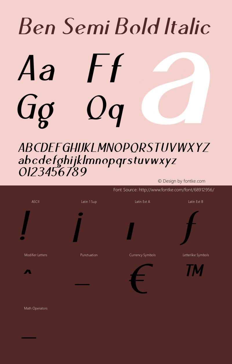 Ben Semi Bold Italic Version 1.000图片样张