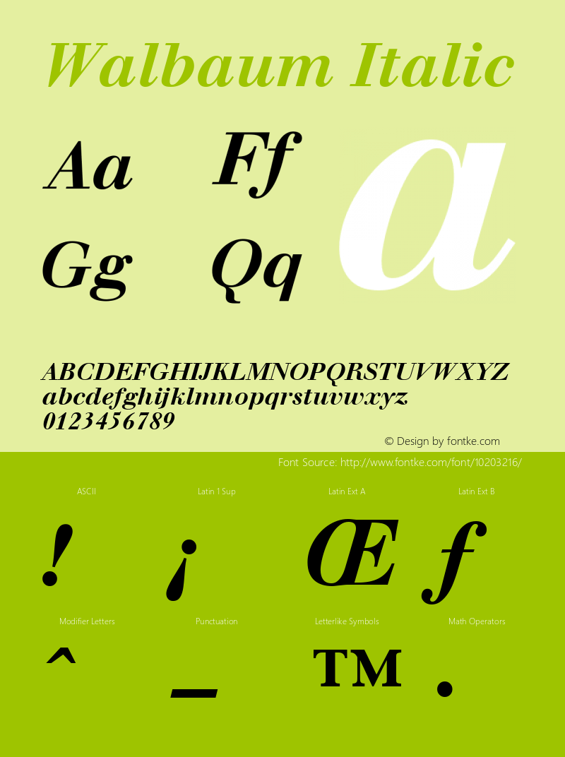 Walbaum Italic Version 001.001图片样张