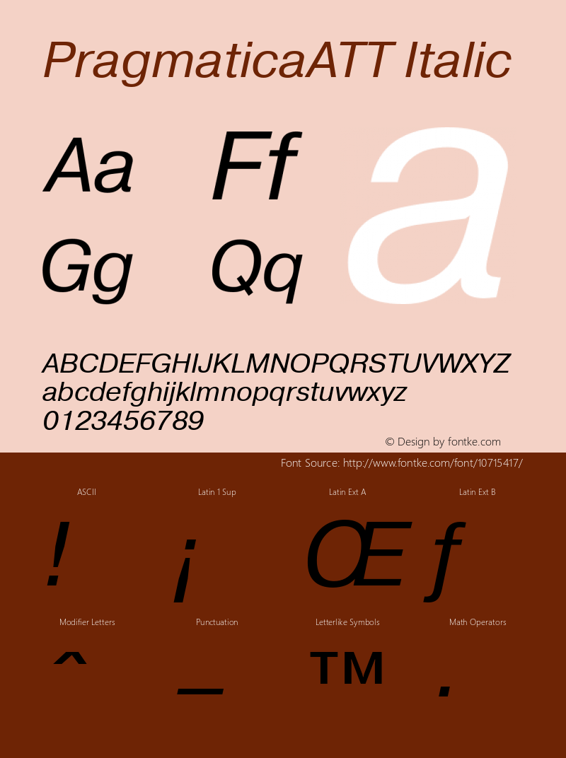 PragmaticaATT Italic TrueType Maker version 3.00.00图片样张