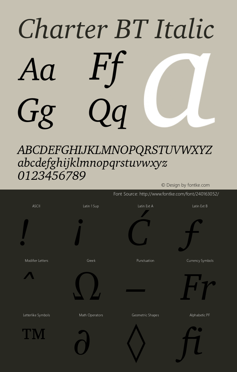 Charter BT Italic Version 1.01 emb4-OT图片样张