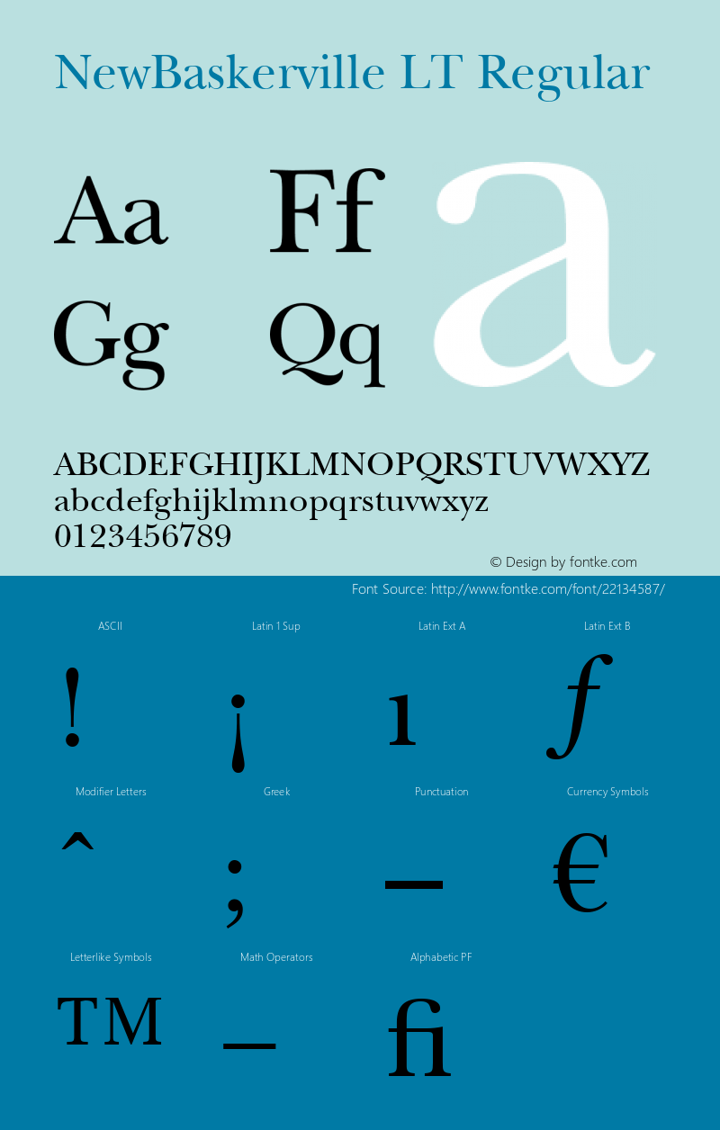 ITC New Baskerville LT Roman Version 6.1; 2002图片样张