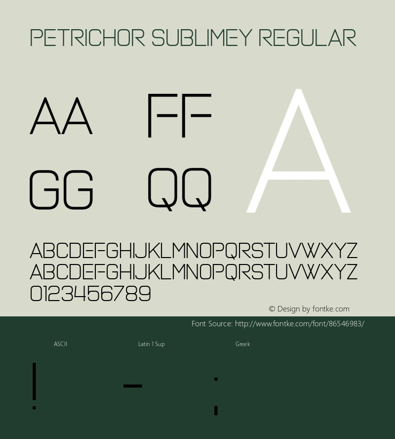 Petrichor Sublimey Version 1.00;December 3, 2020;FontCreator 11.5.0.2430 64-bit图片样张