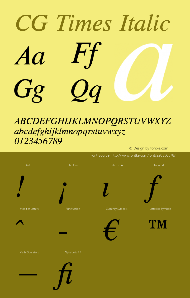 CG Times Italic Version 1.00图片样张