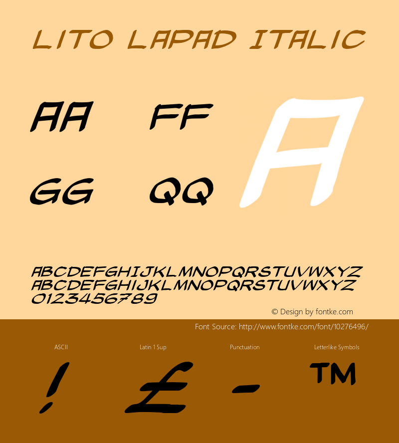 Lito Lapad Italic Macromedia Fontographer 4.1 6/15/2005图片样张