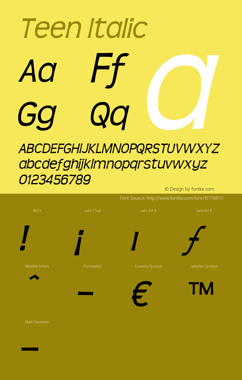 Teen Italic Version 3.001图片样张