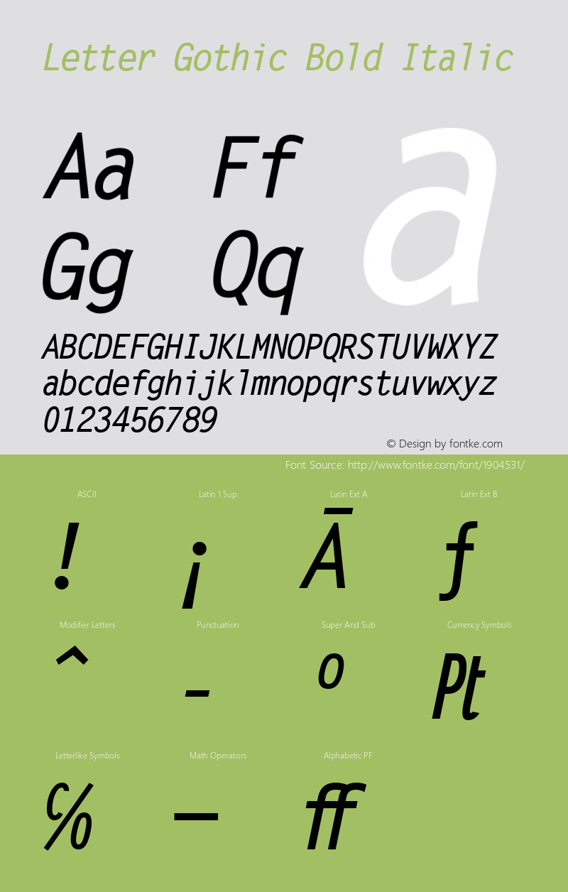 Letter Gothic Bold Italic Version 1.3 (ElseWare)图片样张