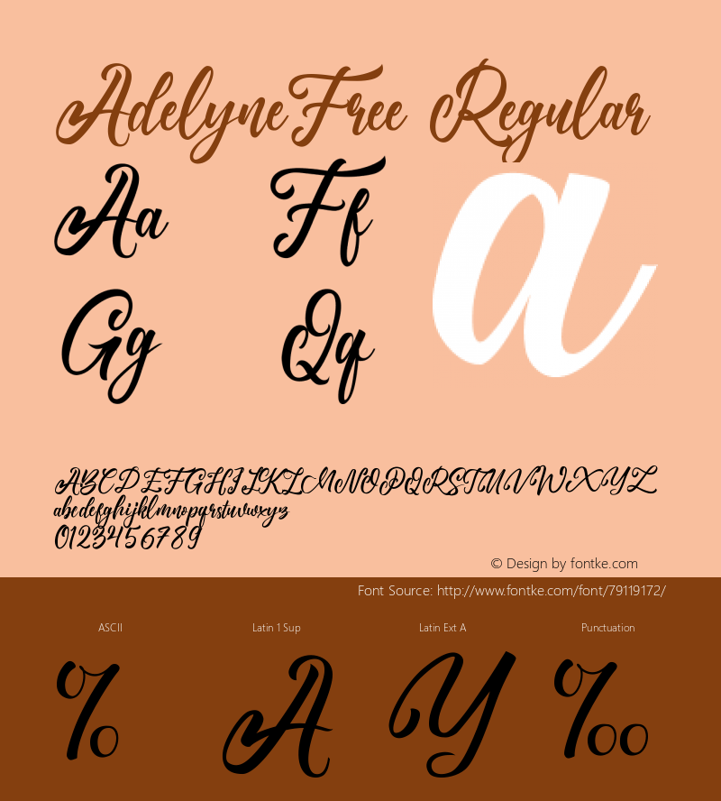 AdelyneFree Version 1.001;Fontself Maker 3.5.1图片样张