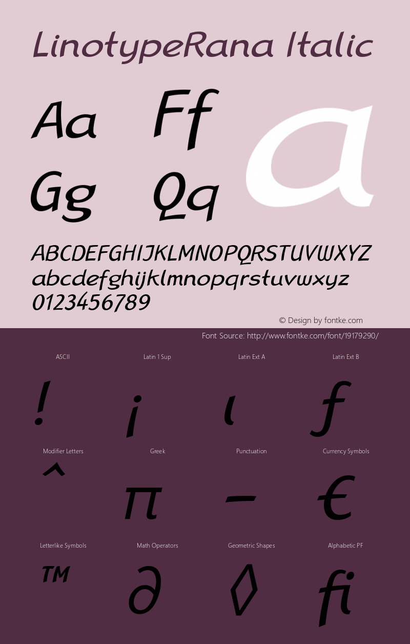 Linotype Rana Italic Version 005.000图片样张