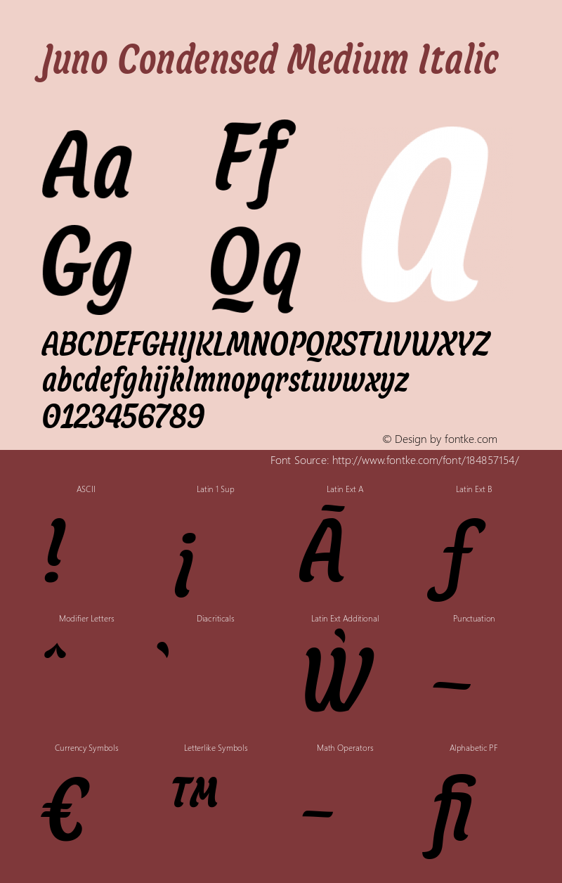 Juno Condensed Medium Italic Version 1.000;PS 001.000;hotconv 1.0.88;makeotf.lib2.5.64775图片样张