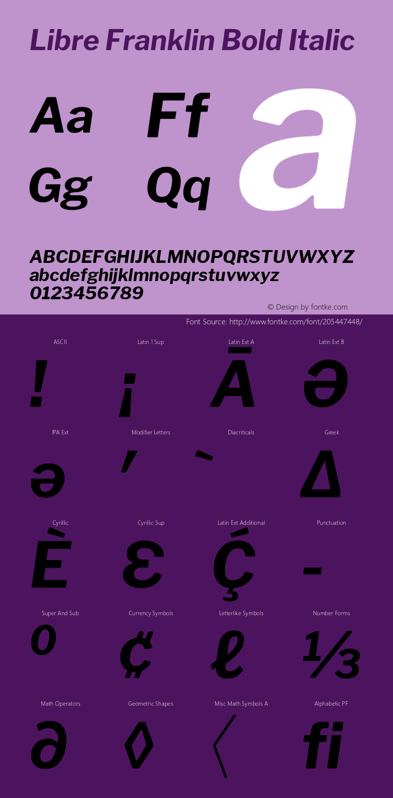 Libre Franklin Bold Italic Version 1.501图片样张