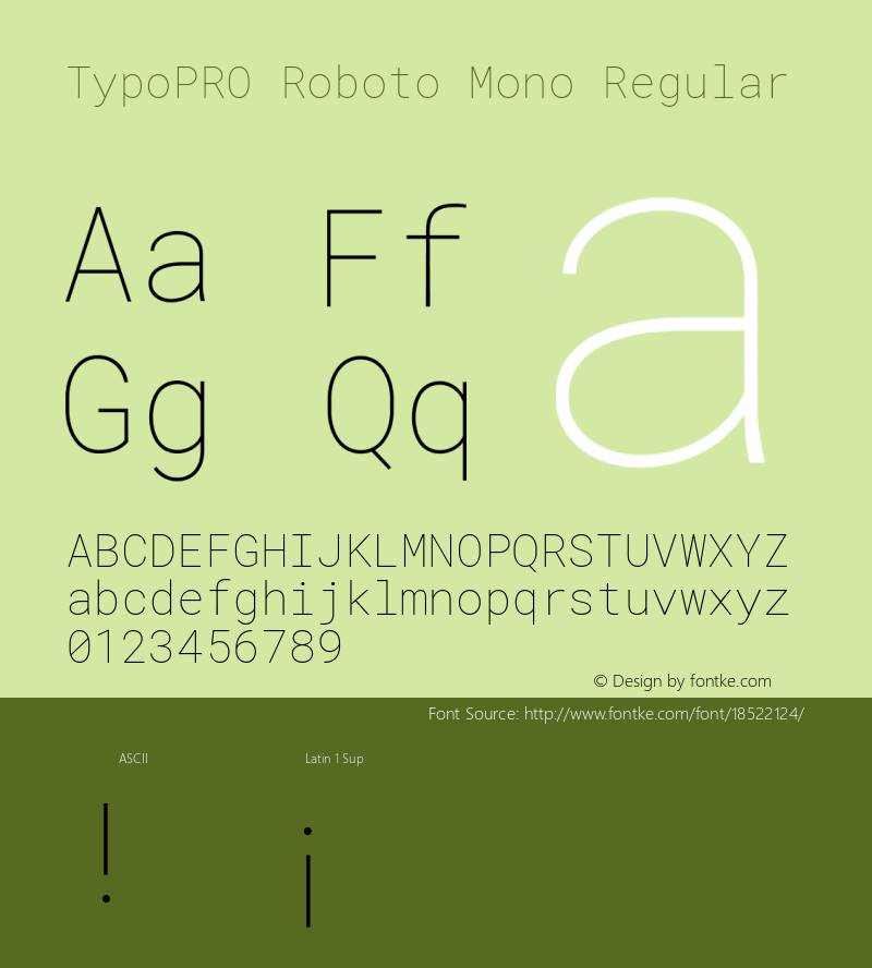TypoPRO Roboto Mono Regular Version 2.000986; 2015; ttfautohint (v1.3)图片样张