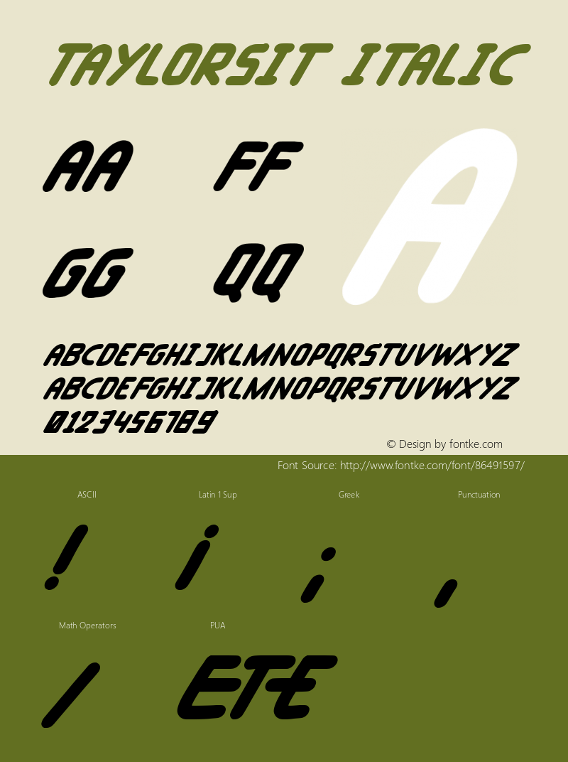 Taylorsit Italic Version 1.00;October 8, 2020;FontCreator 12.0.0.2563 64-bit图片样张