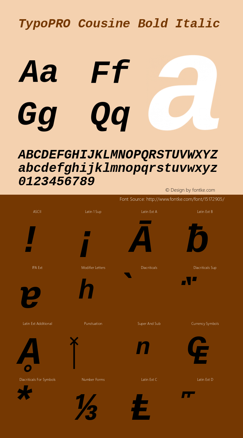 TypoPRO Cousine Bold Italic Version 1.21图片样张