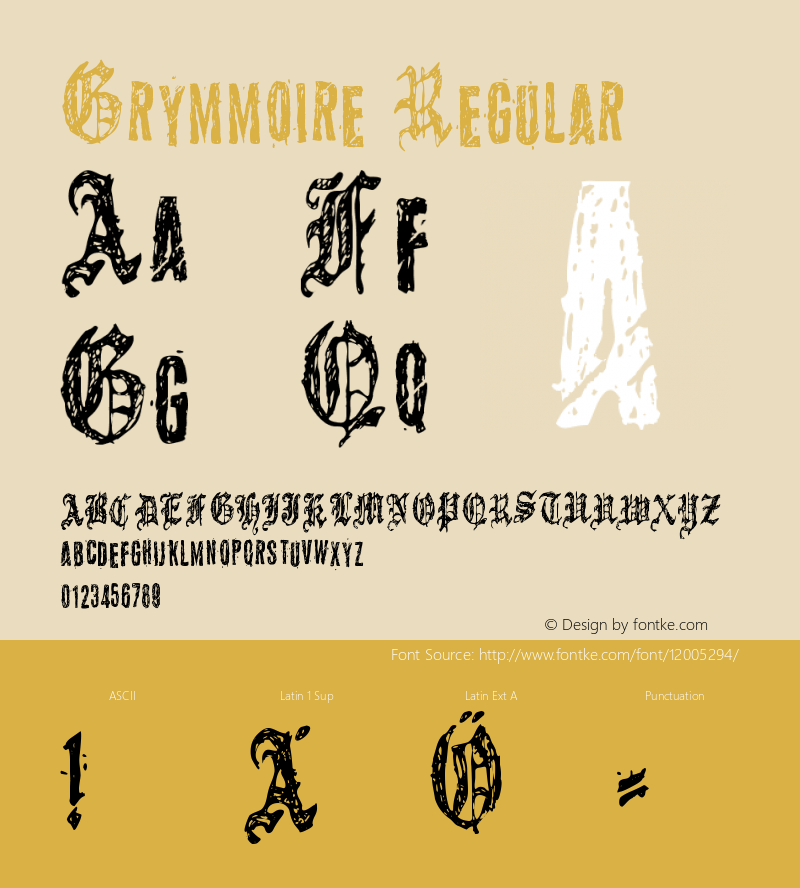 Grymmoire Regular Macromedia Fontographer 4.1 2008.11.30.图片样张