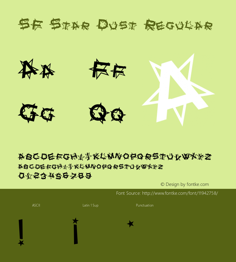 SF Star Dust Regular ver 1.0; 1999. Freeware for non-commercial use.图片样张