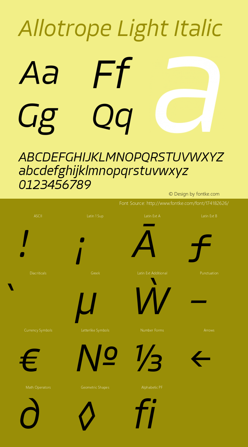 Allotrope Light Italic Version 1.000 | web-TT图片样张