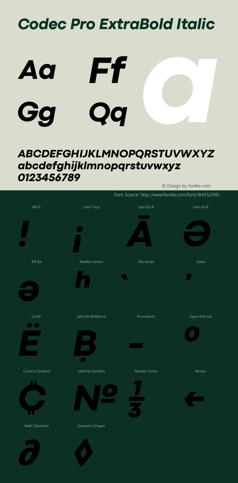 Codec Pro ExtraBold Italic Version 1.000图片样张