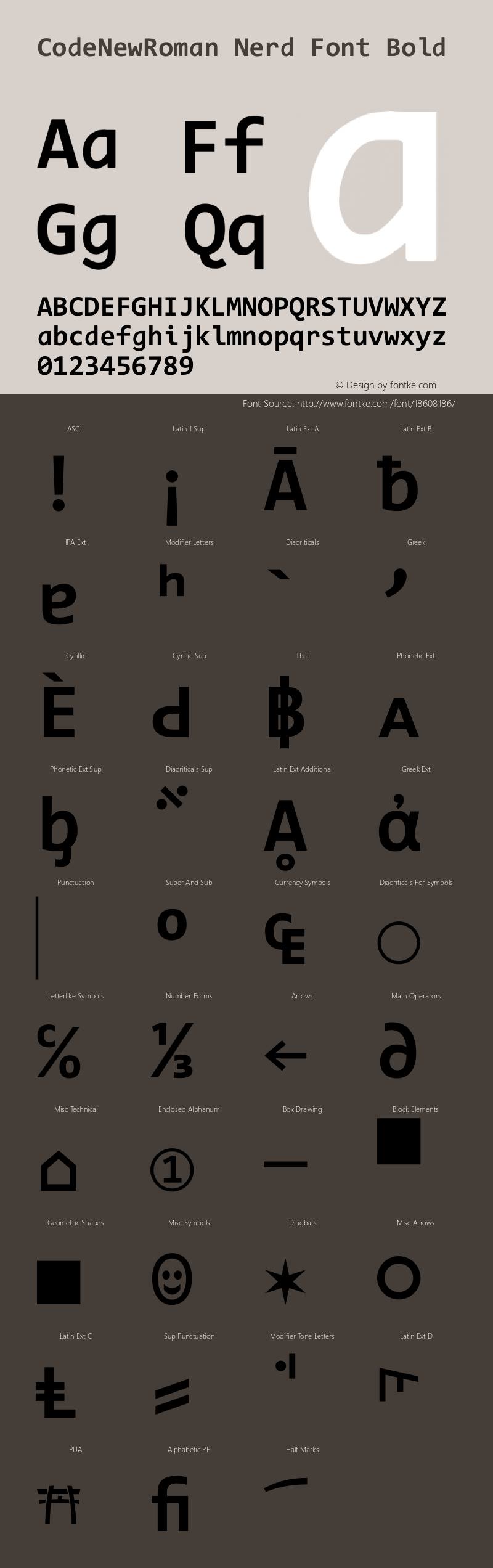 CodeNewRoman Nerd Font Bold Version 1.90 November 29, 2014图片样张