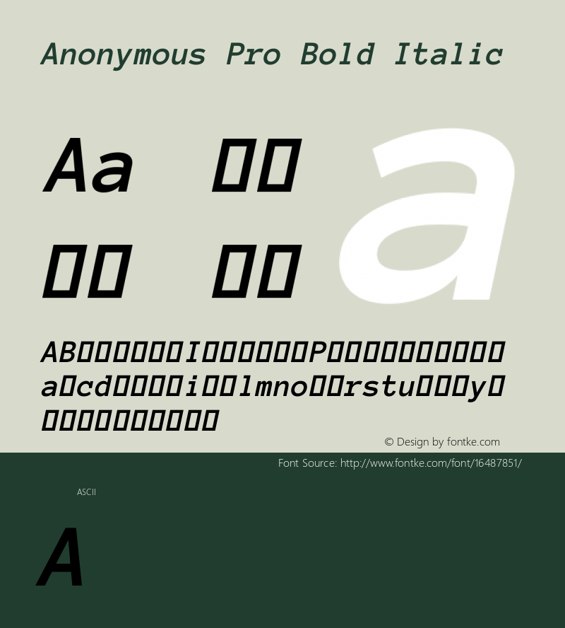 Anonymous Pro Bold Italic Version 1.002图片样张