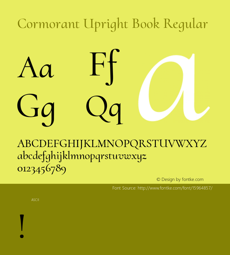 Cormorant Upright Book Regular Version 1.000;PS 002.000;hotconv 1.0.88;makeotf.lib2.5.64775; ttfautohint (v1.4.1)图片样张