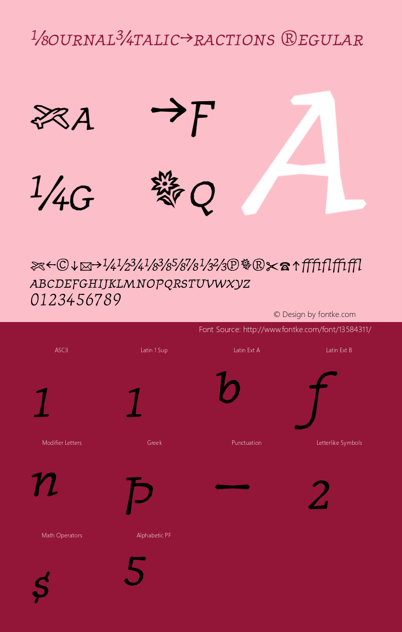 JournalItalicFractions Regular 001.000图片样张