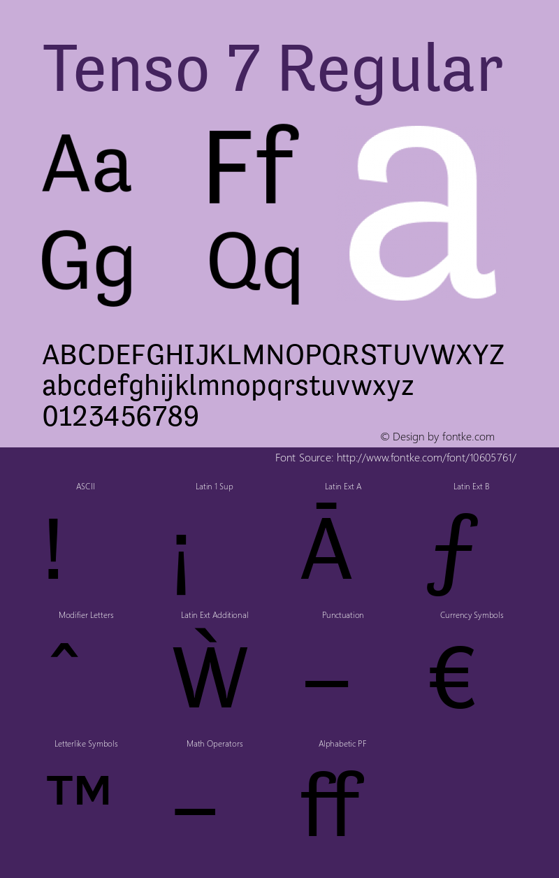 Tenso 7 Regular Version 1.035;com.myfonts.easy.exljbris.tenso.regular.wfkit2.version.41Eh图片样张