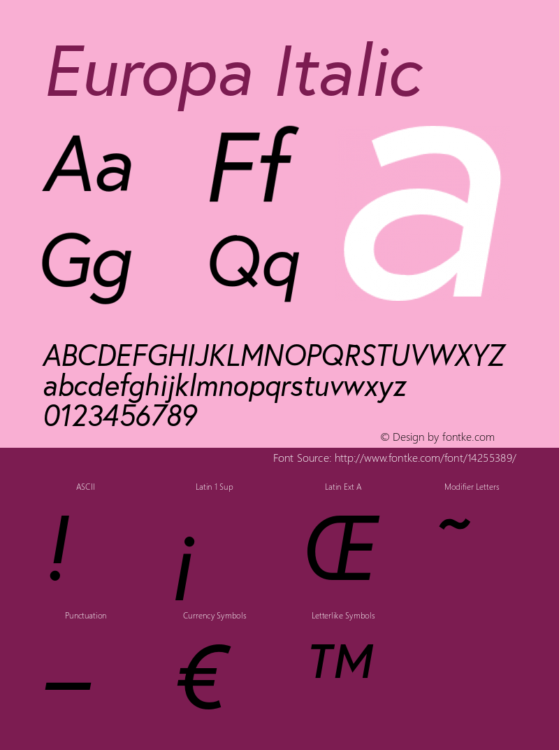 Europa Italic 1.000图片样张