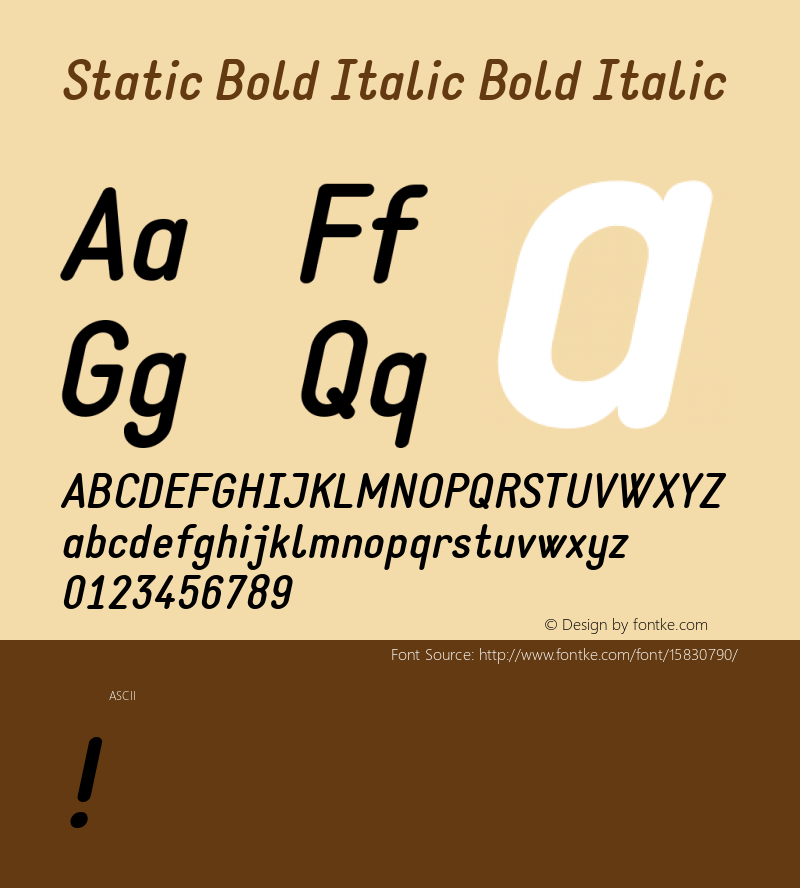 Static Bold Italic Bold Italic Version 1.000; ttfautohint (v1.4.1)图片样张
