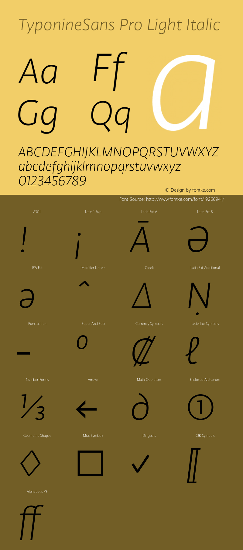 TyponineSansProLightItalic Version 1.0; 2009图片样张