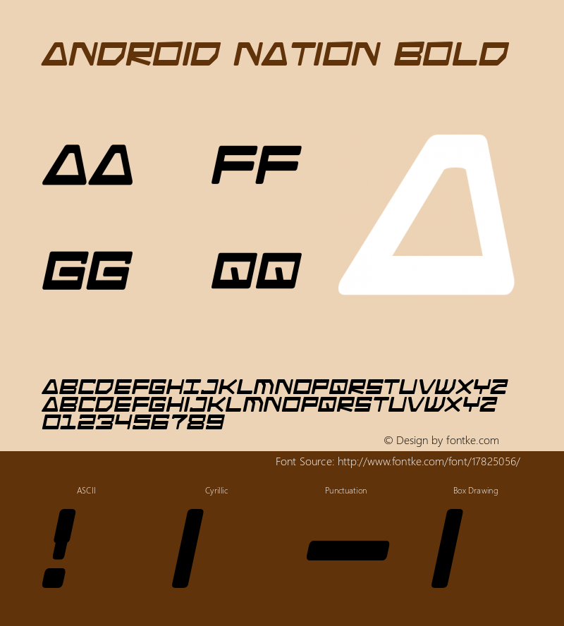 Android Nation Bold Macromedia Fontographer 4.1 5/6/02图片样张