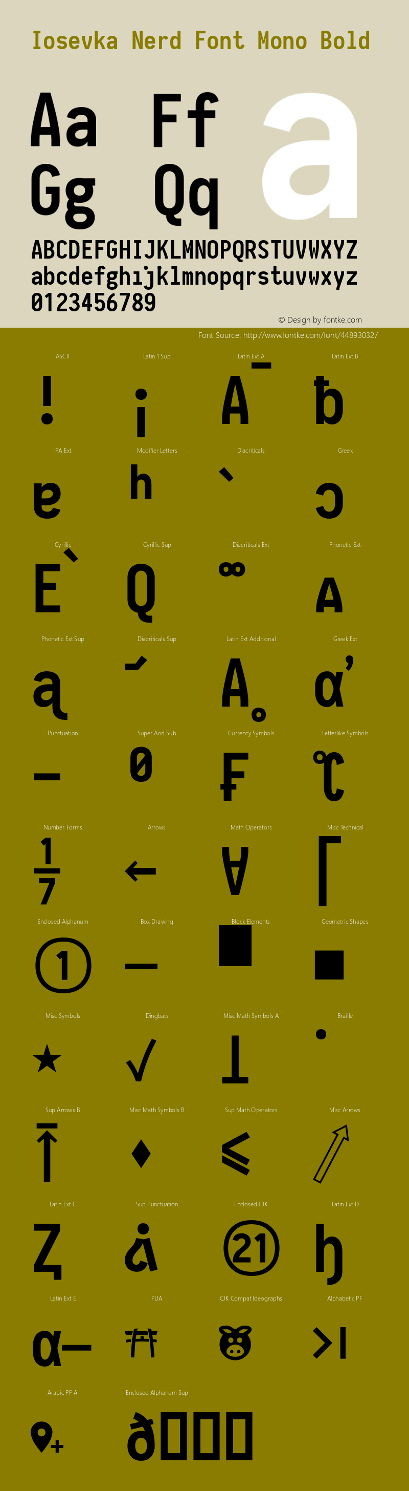 Iosevka Bold Nerd Font Complete Mono 2.1.0; ttfautohint (v1.8.2)图片样张