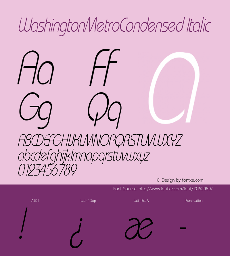 WashingtonMetroCondensed Italic Rev. 003.000图片样张