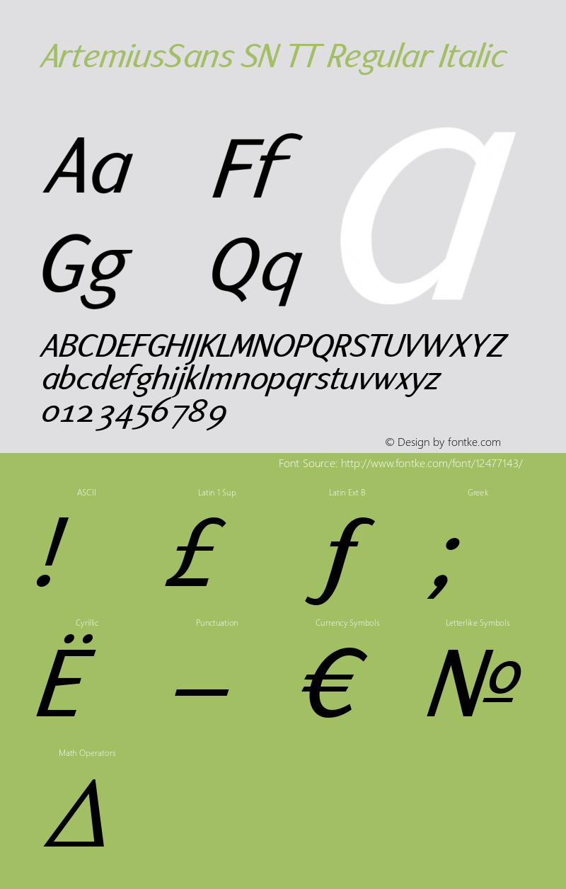 ArtemiusSans SN TT Regular Italic 001.001图片样张