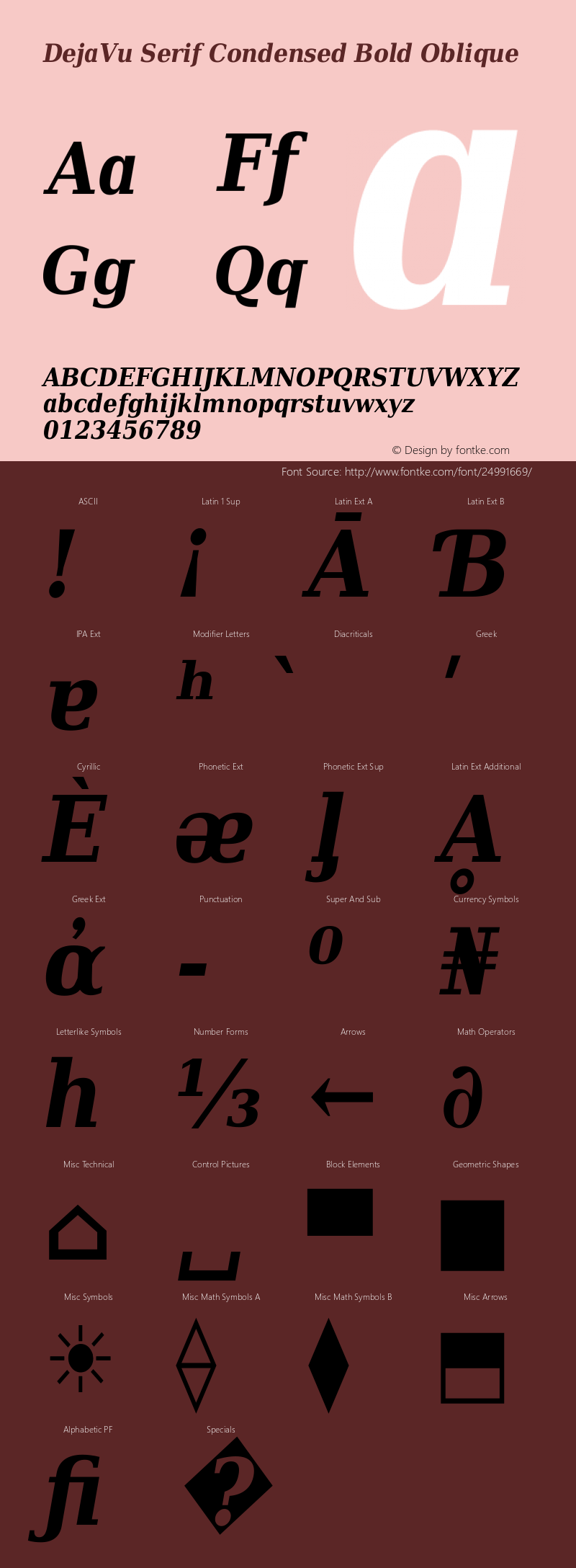 DejaVu Serif Condensed Bold Oblique Version 2.7图片样张