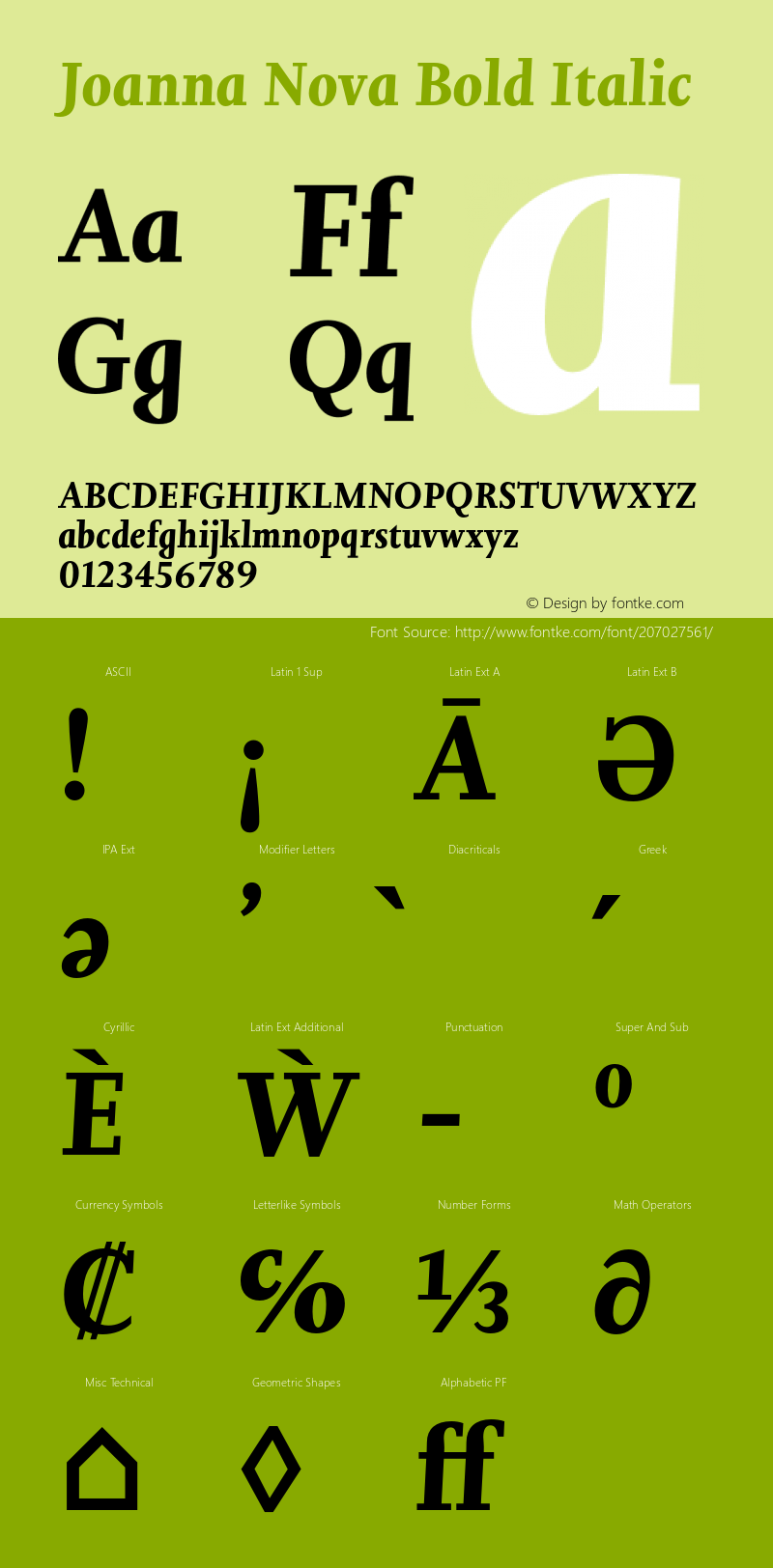 Joanna Nova Bold Italic Version 1.001, build 8, s3图片样张