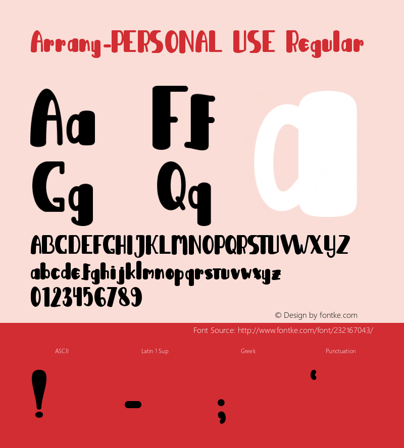 Arrany-PERSONAL USE Version 1.00;July 14, 2021;FontCreator 13.0.0.2683 32-bit图片样张