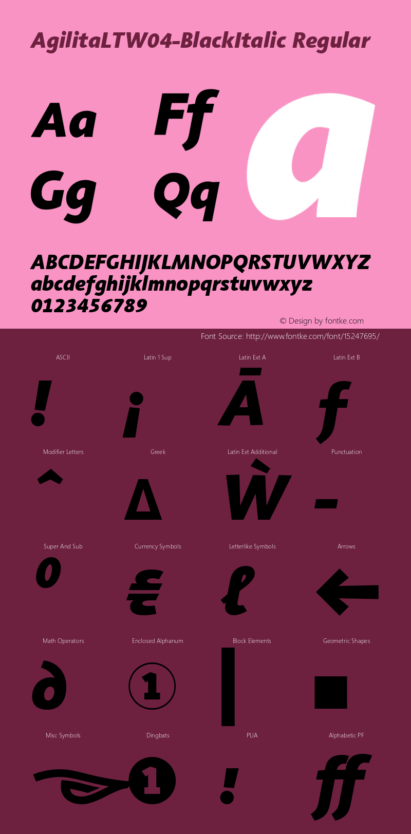 AgilitaLTW04-BlackItalic Regular Version 1.10图片样张