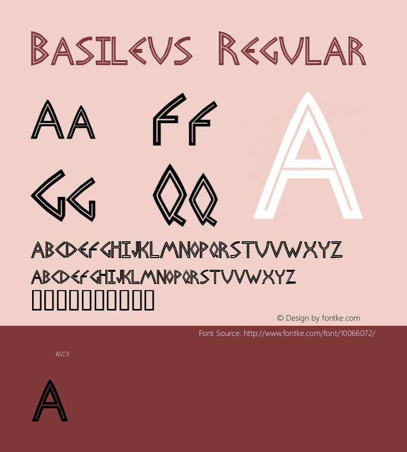 Basileus Regular Altsys Fontographer 4.0.3 5/7/98图片样张