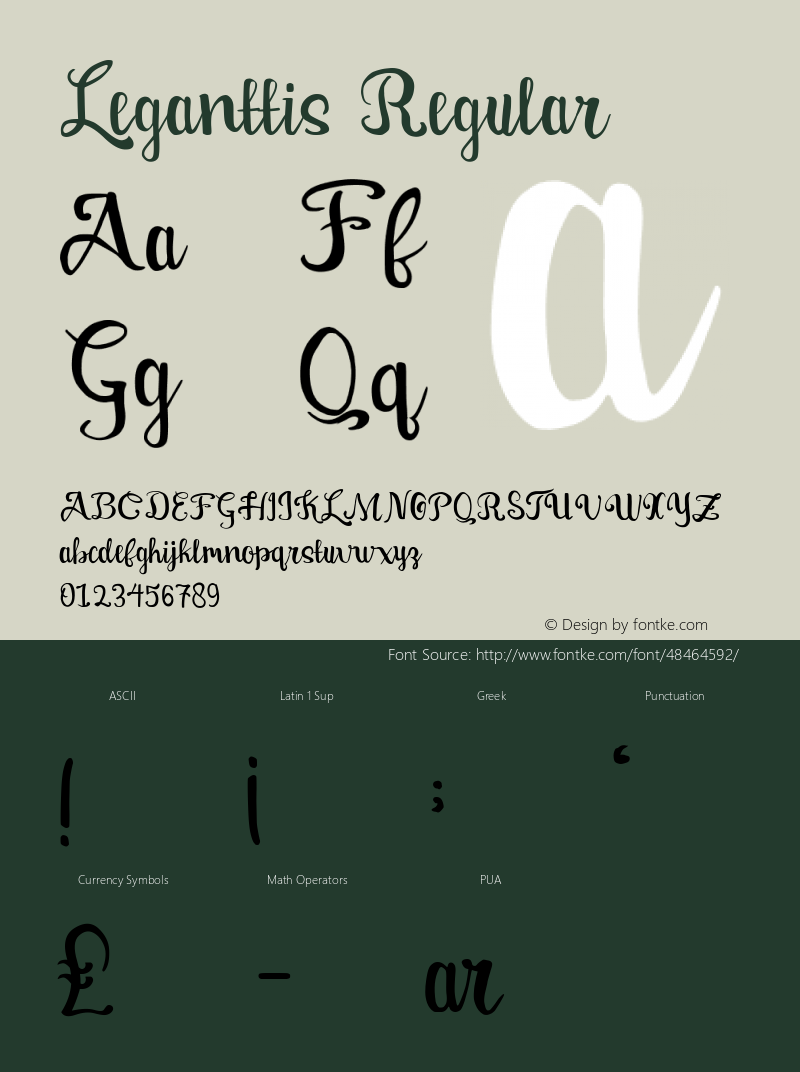 Leganttis Version 1.00;November 28, 2019;FontCreator 11.5.0.2430 32-bit图片样张