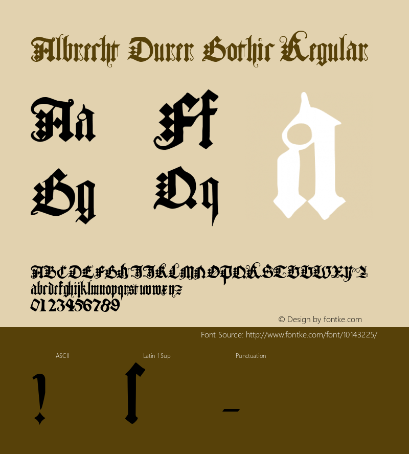 Albrecht Durer Gothic Regular Macromedia Fontographer 4.1.4 4/27/04图片样张