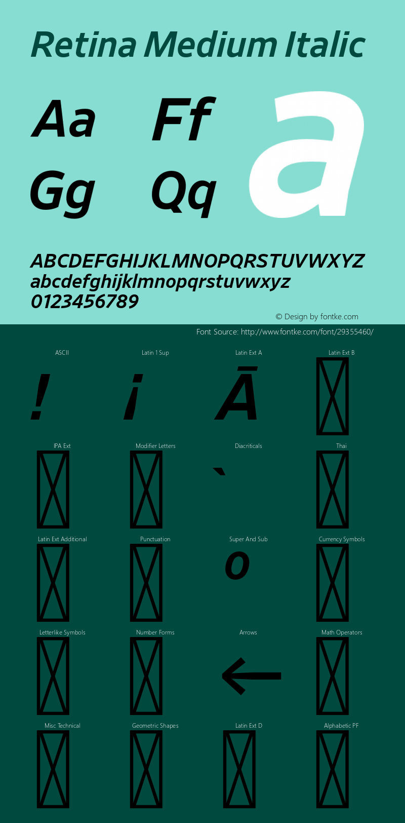 Retina-MediumItalic Version 1.001;PS 0.000;hotconv 16.6.51;makeotf.lib2.5.65220图片样张