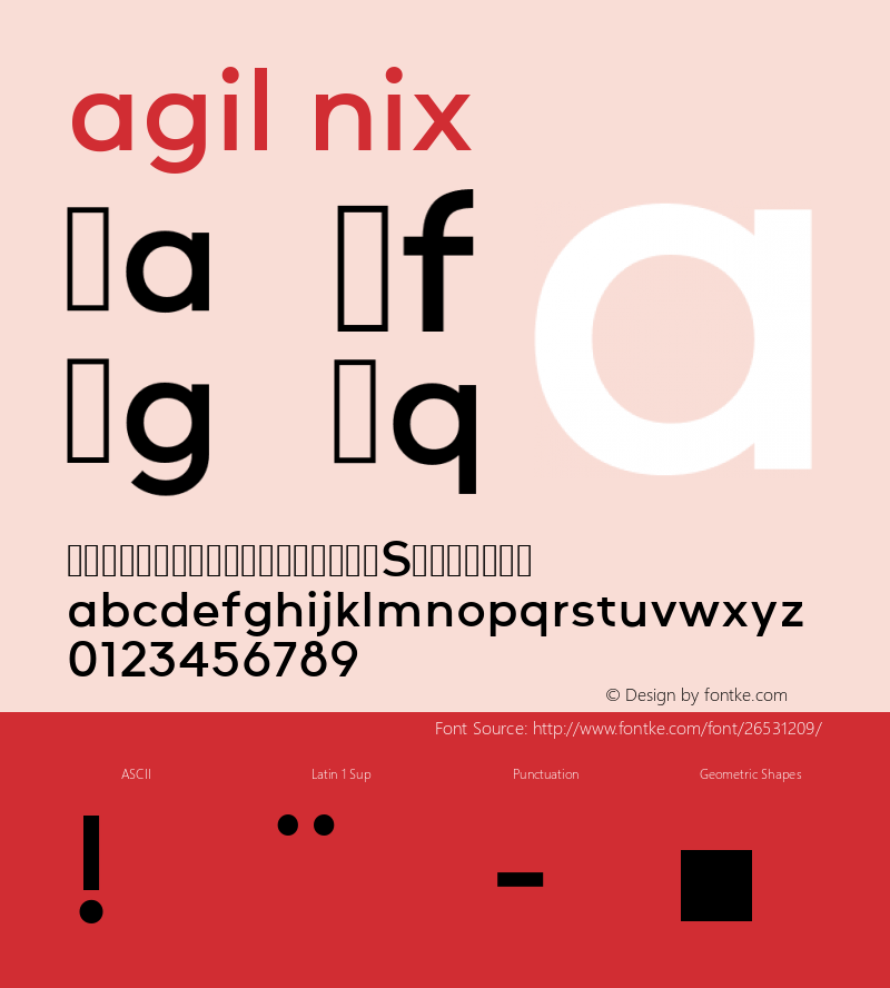 agil nix Version 1.000;PS 001.000;hotconv 1.0.88;makeotf.lib2.5.64775图片样张