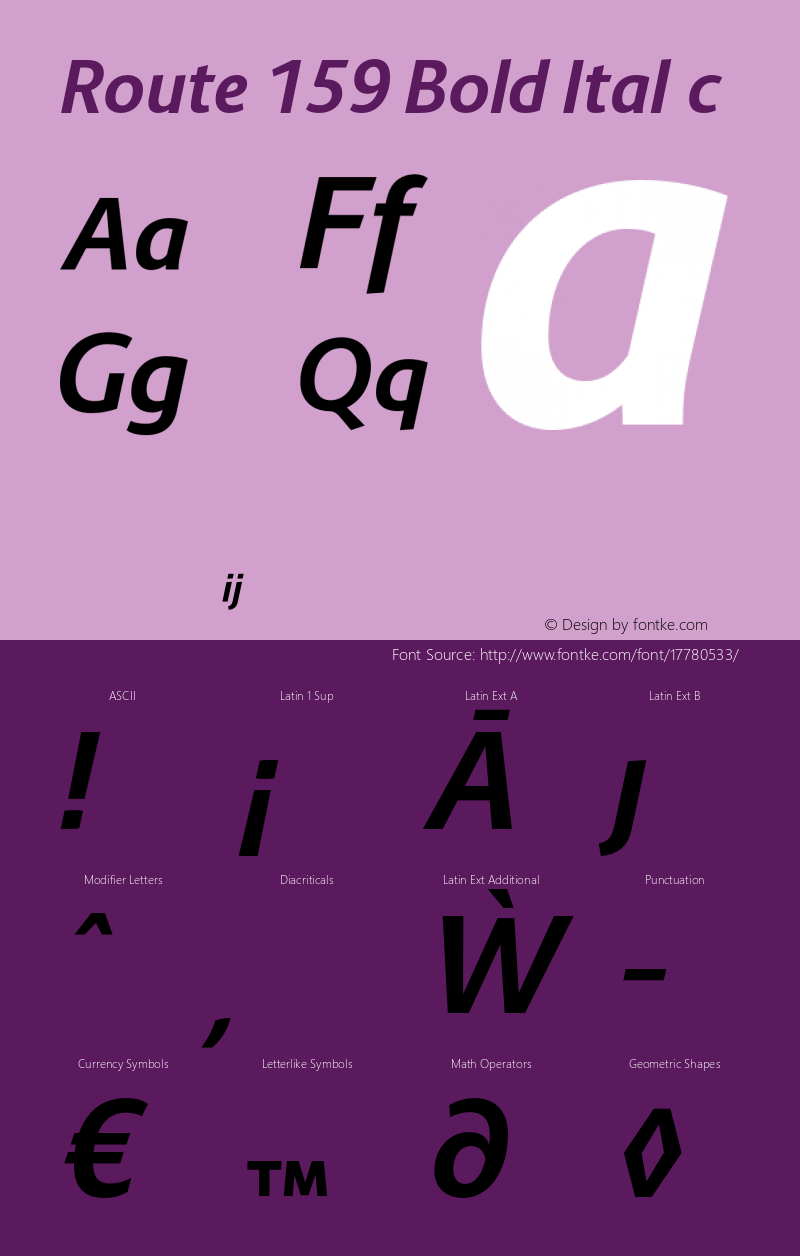 Route 159 Bold Italic Version 1.100;PS 001.100;hotconv 1.0.88;makeotf.lib2.5.64775图片样张