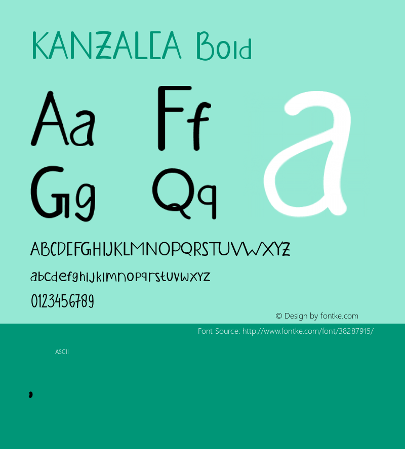 KANZALEA Bold Version 1.00;September 10, 2019;FontCreator 11.5.0.2422 64-bit图片样张