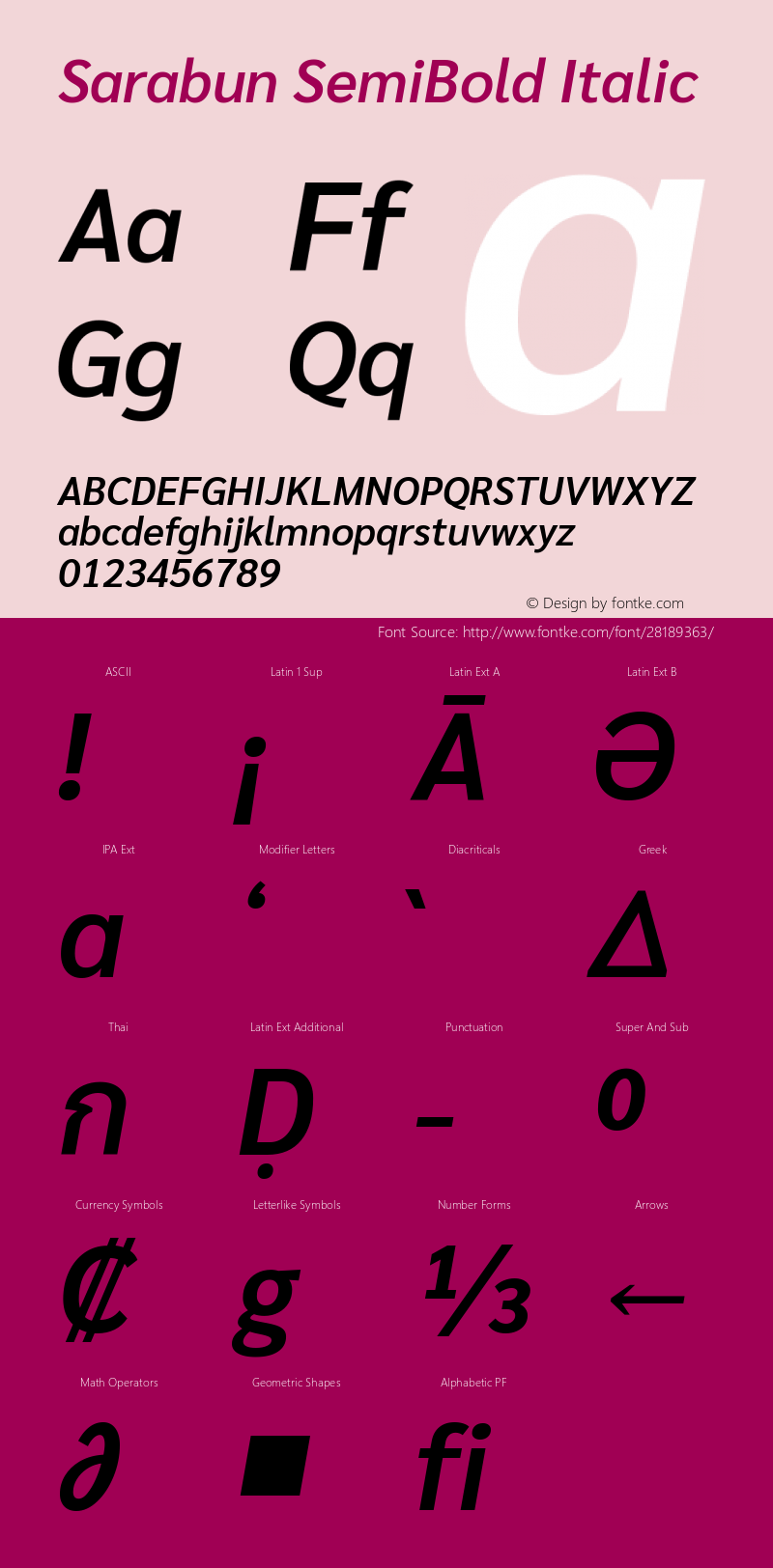 Sarabun SemiBold Italic Version 1.000; ttfautohint (v1.6)图片样张